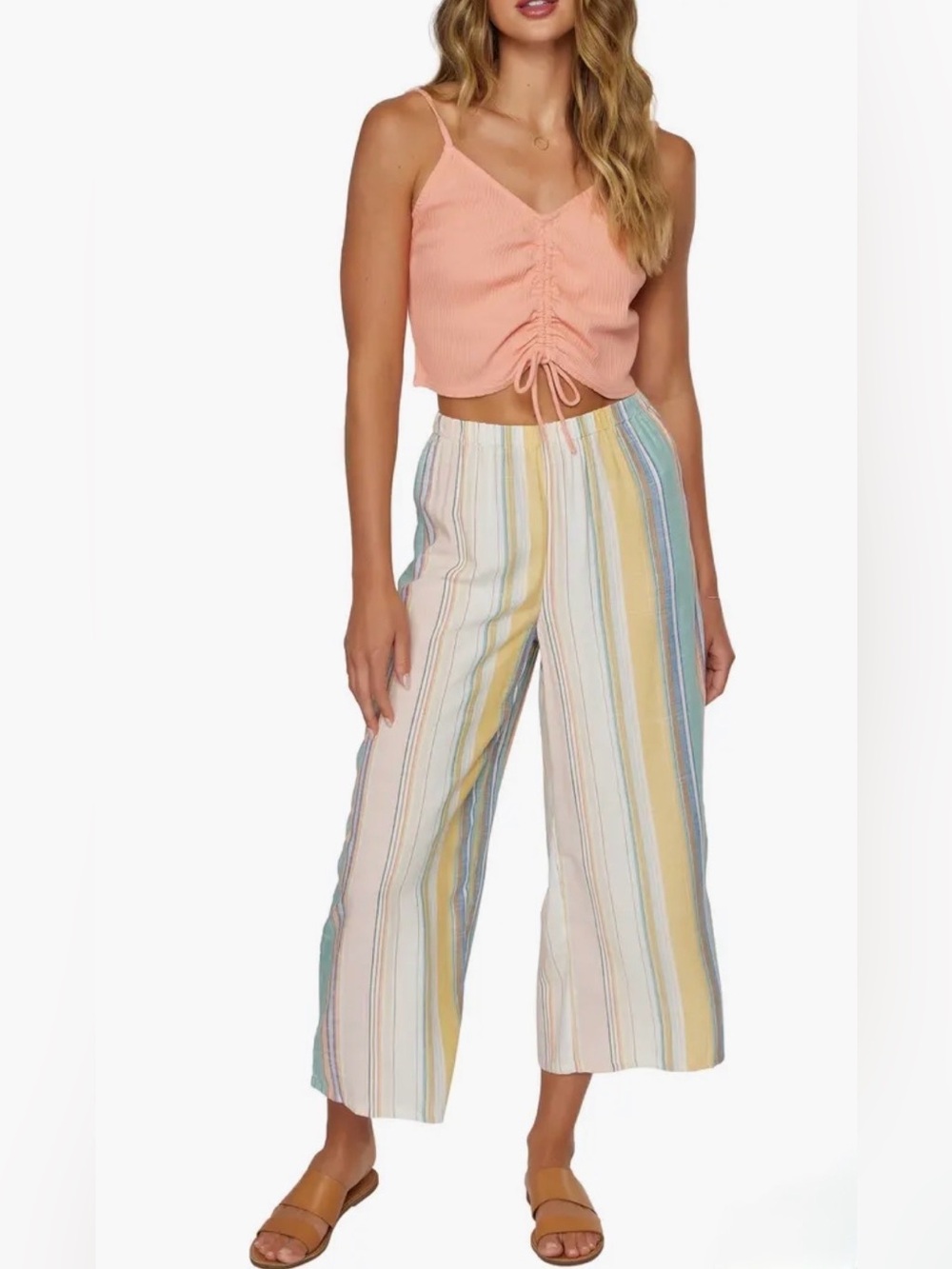 O’Neill Miriam Stripe High Waist Crop Pants, Multi Colors, Women’s Size M